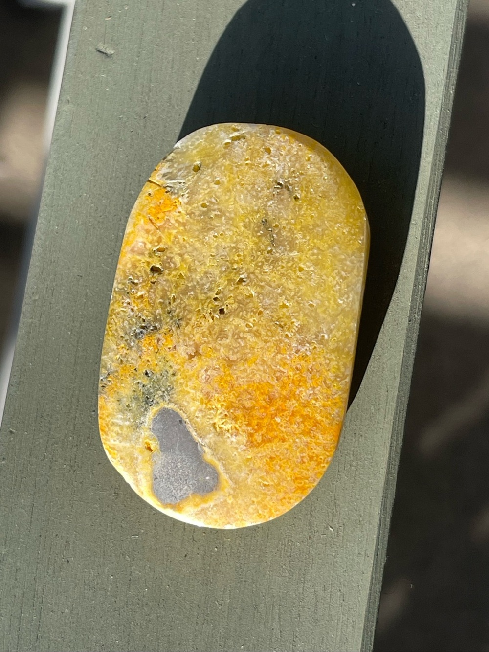 Bumblebee Jasper Palm Sized Stone Yellow and Gray - Picture 2 of 3